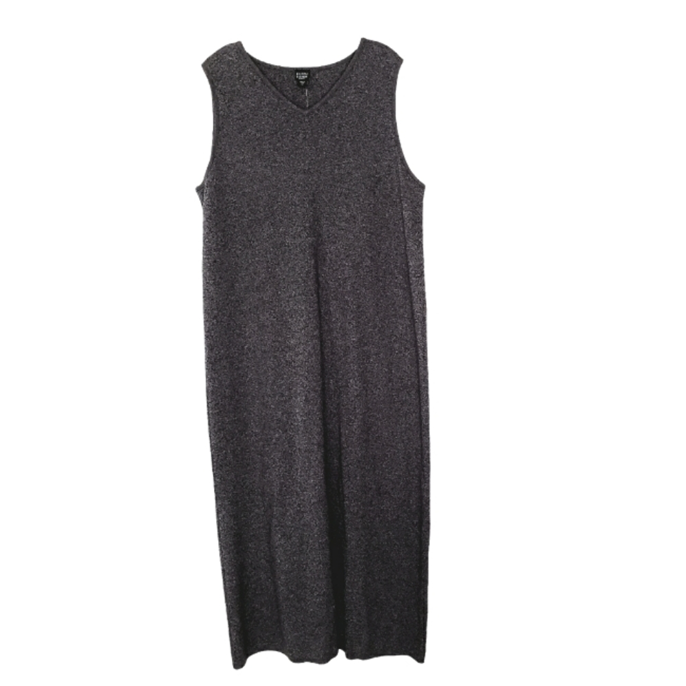 EILEEN FISHER Grey Cotton Knit Jumper Dress,  Plus Size 1X, Sleeveless,Midi, NWT